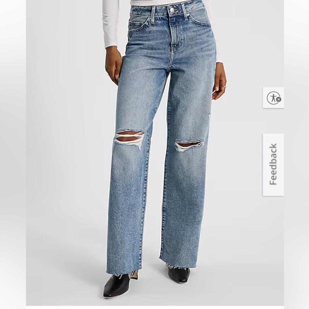 Express Light Blue Distressed Women's Flare Jeans